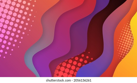 Imagen abstracta con efectos de corte de papel, sombra y medio tono. Color oscuro con gradientes.