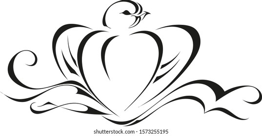 An abstract image of a pigeon in a nest, which is perfect for use with a tattoo or logo.