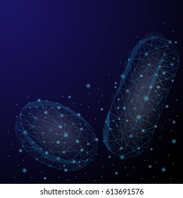 Abstract image of the pill and the pill in the form of a starry sky and space.
