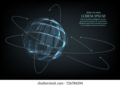 Abstract image of a planet Earth in the form of a starry sky or space, consisting of points, lines, and shapes in the form of planets, stars and the universe. Earth vector wireframe concept. Vector.