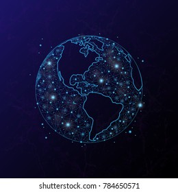 Abstract image of a planet Earth in the form of a starry sky or constellation. Consisting of points and lines