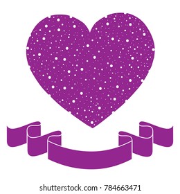 Abstract image of purple hearts and ribbons