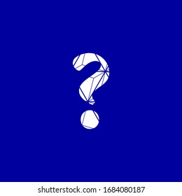 Abstract image question mark symbol in white color on blue background, interconnected networks digital vector