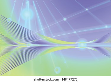 Abstract image with rays and lines on colored background