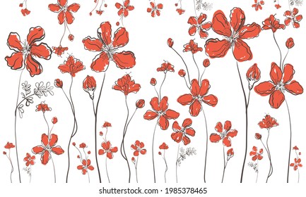 abstract image of red flowers on a white background