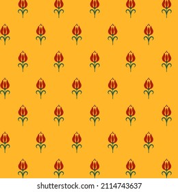 Abstract image of red flowers on a yellow background - vector image