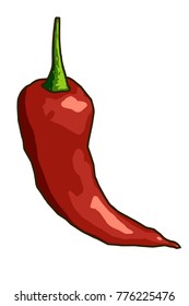 Abstract image of red pepper on a white background. Chili style Cartoon