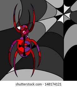 abstract image of red spider consisting of lines