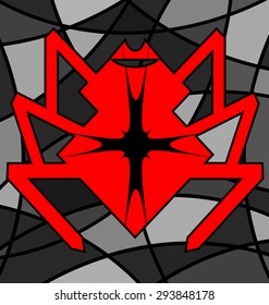 abstract image of red spider consisting of lines
