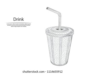 Abstract image a refreshing drink the form of lines and dots, consisting of triangles and geometric shapes. Low poly vector background.