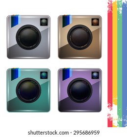 Abstract image retro photo camera on white background. Vector illustration.