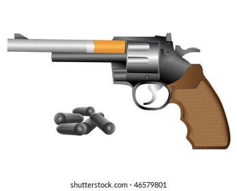 The abstract image of revolver is made of a cigarette