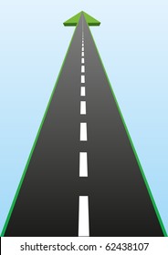 Abstract image of the road. Road with an arrow going into the distance.