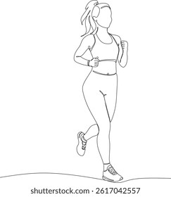 Abstract image of a running athlete girl made with one line. Symbol of energy, strength and movement in a minimalist style. Hand drawn without artificial intelligence