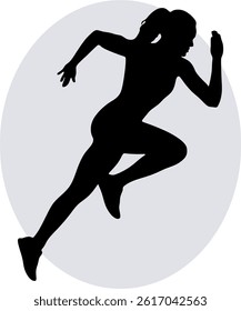 Abstract image of a running athlete girl made with one line. Symbol of energy, strength and movement in a minimalist style. Hand drawn without artificial intelligence