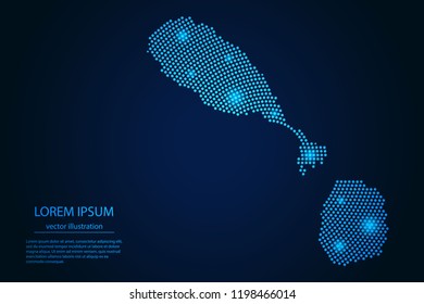 Abstract image Saint Kitts and Nevis map from point blue and glowing stars on a dark background. vector illustration. 
