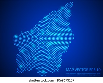 Abstract image San Marino map from point blue and glowing stars on Blue background.Vector illustration eps 10.