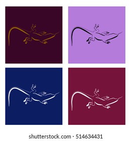 Abstract image of Sand lizard agilis. Logo with different color backgrounds. set.