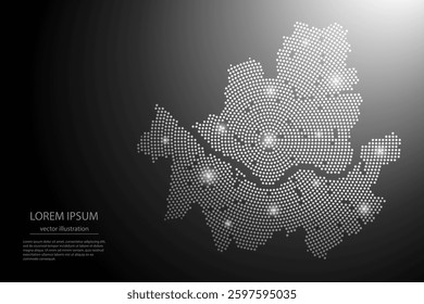 Abstract image Seoul map from point Gray and glowing stars on a dark background. Vector illustration eps 10.