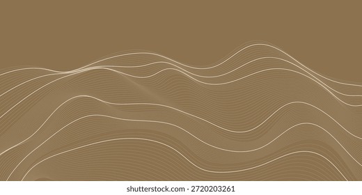 Una Imagen abstracta con varias líneas Horizontales suaves y onduladas en blanco o beige claro sobre un fondo marrón uniforme (café con leche).