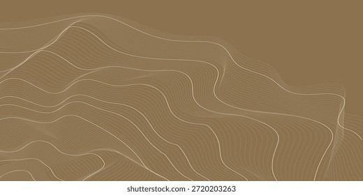 Una Imagen abstracta con varias líneas Horizontales suaves y onduladas en blanco o beige claro sobre un fondo marrón uniforme (café con leche).