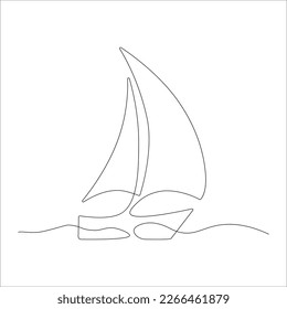 Abstract image of a ship in the style of a continuous line on an isolated background