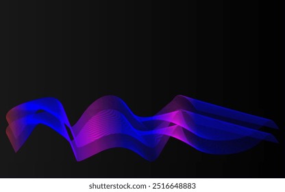 Imagen abstracta de una línea sinuosa en tonos púrpura y azul sobre un fondo negro