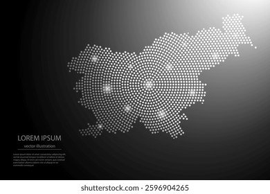 Abstract image Slovenia map from point Gray and glowing stars on a dark background. Vector illustration eps 10.