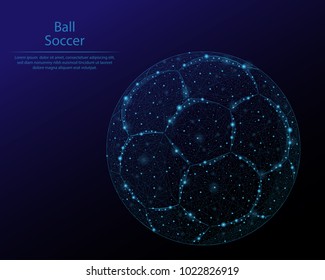 Abstract image soccer ball in the form of constellations and starry sky, consisting of points and lines.