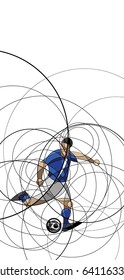 Abstract image of soccer or football player with ball, made with circles