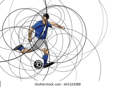 Abstract image of soccer or football player with ball, made with circles