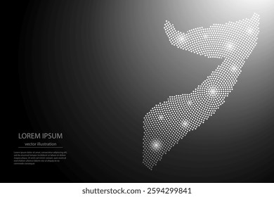 Abstract image Somalia map from point Gray and glowing stars on a dark background. Vector illustration eps 10.