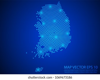 Abstract image South Korea map from point blue and glowing stars on Blue background.Vector illustration eps 10.