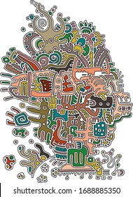 Imagen abstracta de un cohete espacial en forma de gato, conquistando mundos desconocidos, gráficos vectoriales de color