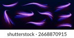 Abstract image of speed motion on the road. Vector glitter light fire flare trace. Dark blue abstract background with ultraviolet neon glow, blurry light lines, waves	
