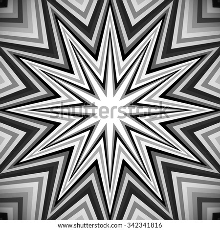Abstract image with spiky shapes spreading from center. Vector art.