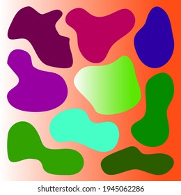 Abstract image of spot figures in gradient color green, rose and orange