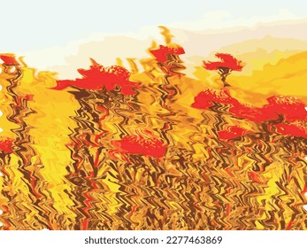abstract image of spring theme colorful flower garden scenery, oil painting vector illustration eps.10
