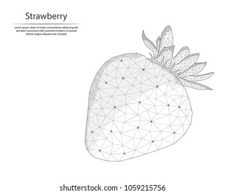 Abstract image strawberries in the form of lines and dots, consisting of triangles and geometric shapes. Low poly vector background.