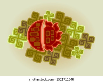 Abstract image of sun and moon in the style of ancient Indians. Seamless pattern. EPS10 vector illustration.