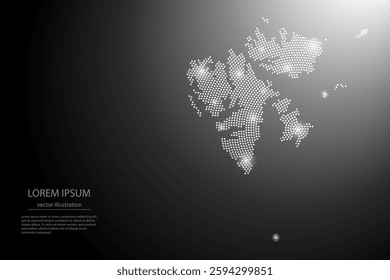 Abstract image Svalbard map from point Gray and glowing stars on a dark background. Vector illustration eps 10.