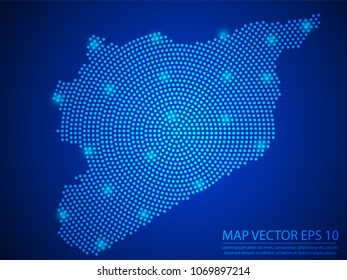 Abstract image Syria map from point blue and glowing stars on Blue background.Vector illustration eps 10.