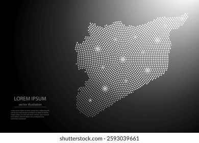 Abstract image Syria map from point Gray and glowing stars on a dark background. Vector illustration eps 10.