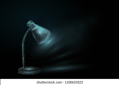 An abstract image of a table lamp in the form of a starry sky or space, consisting of lines, dots and figures in the form of stars