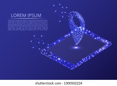 Abstract image of a tablet in the form of space, consisting of points, lines. Vector abstract polygonal line pattern of mash and stars. Printable and web elements.