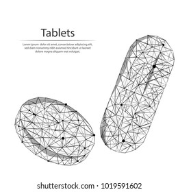 Abstract image tablets in the form of lines and dots, consisting of triangles and geometric shapes. Low poly vector background.