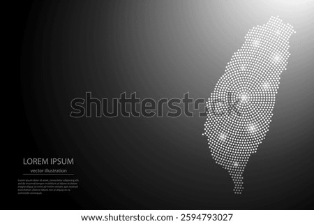 Abstract image Taiwan map from point Gray and glowing stars on a dark background. Vector illustration eps 10.