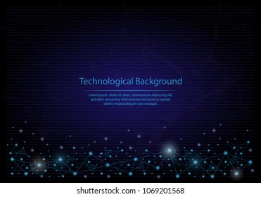 Abstract image of a technological background consisting of lines and points in the form of planets and constellations.