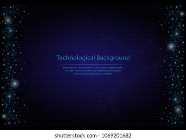 Abstract image of a technological background consisting of lines and points in the form of planets and constellations.