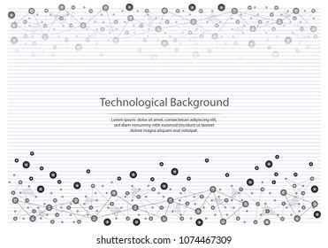Abstract image of a technological background consisting of lines, dots and triangles.